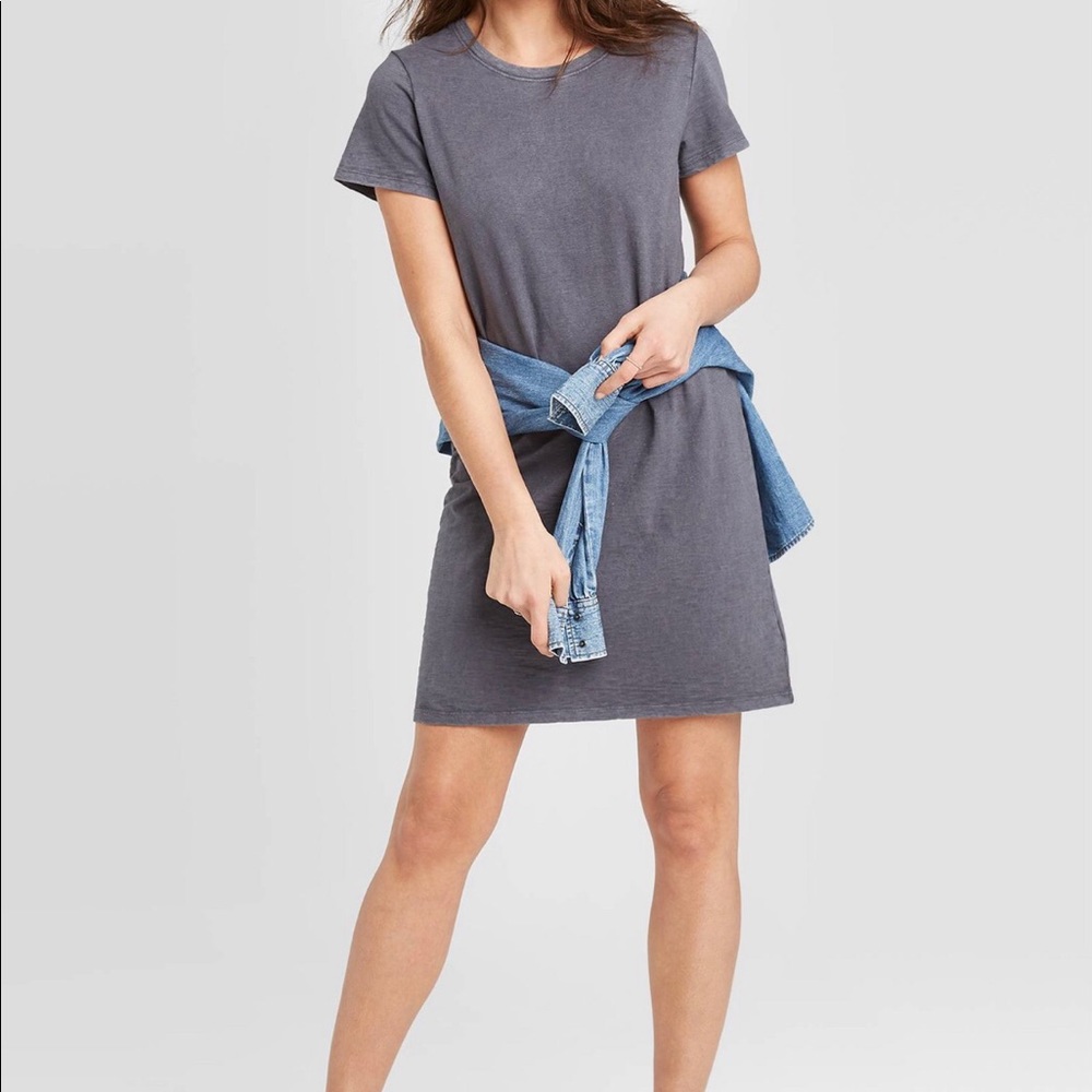 Short Sleeve T-Shirt Dress Universal Thread Grey
